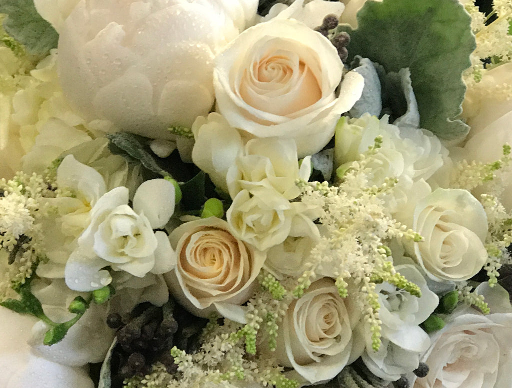 White custom flower arrangements by local flower shop in Belmar, New Jersey